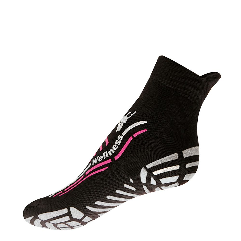 Calza Wellness & FItness Revenge con inserti in Argento Silver Nero/FUxia